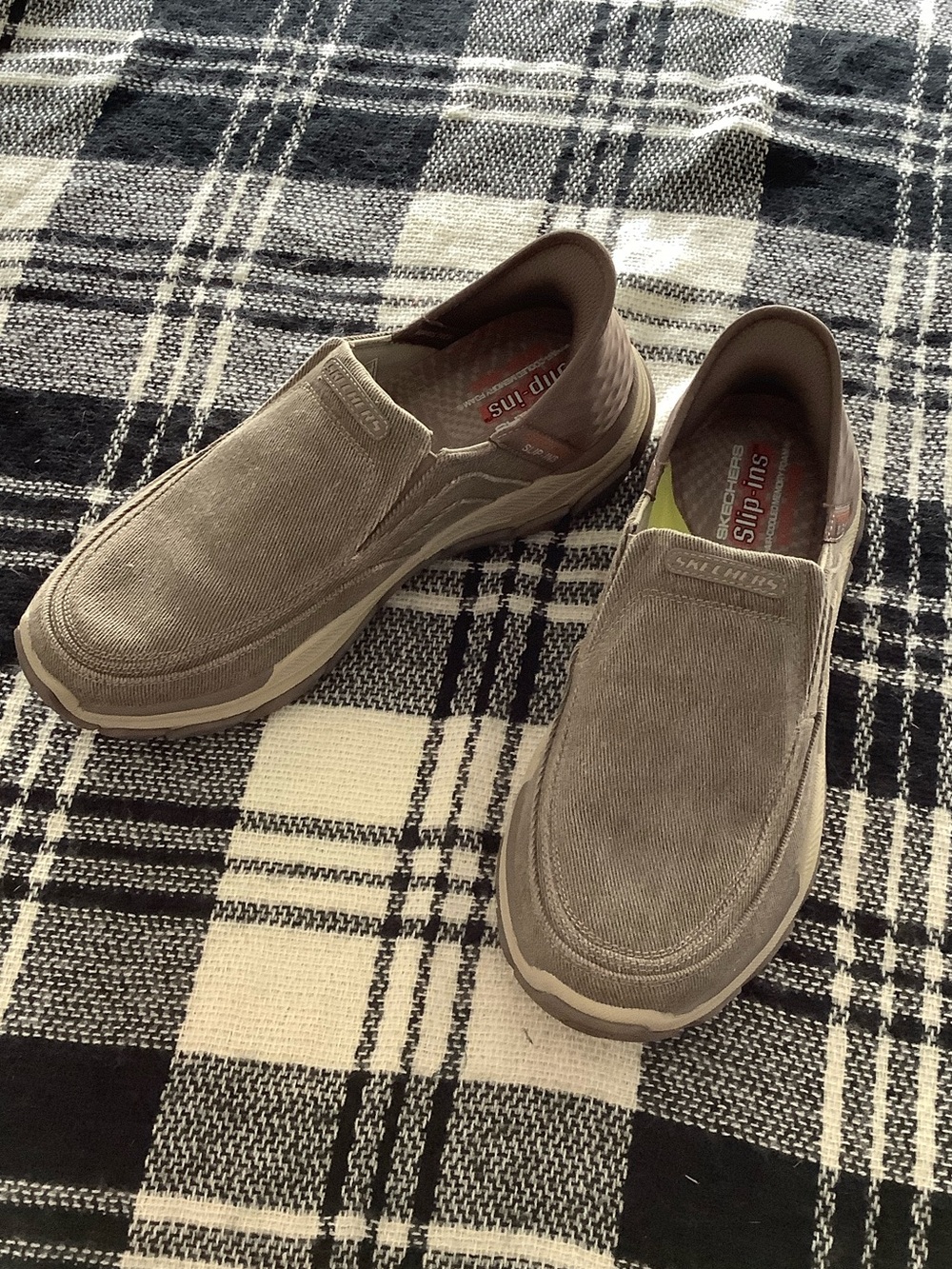 Skechers taupe hands free slip-ins sneakers